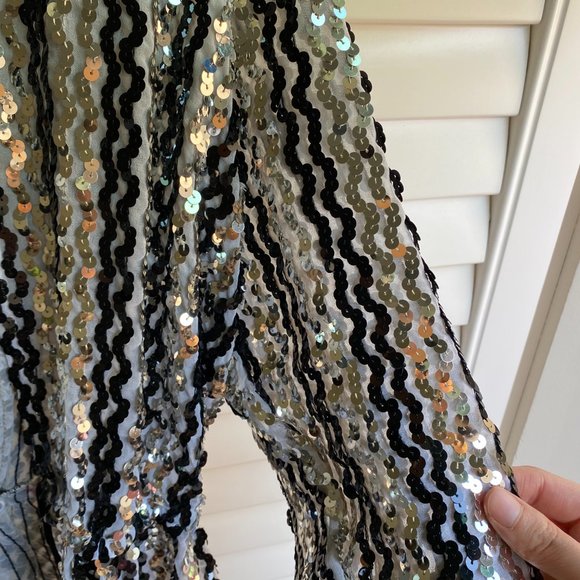 Vintage Black and White Sequin Sparkly Blazer - Picture 4 of 5